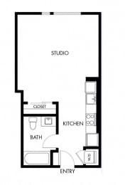 Studio, 1 bath, 518 sqft, $2,075