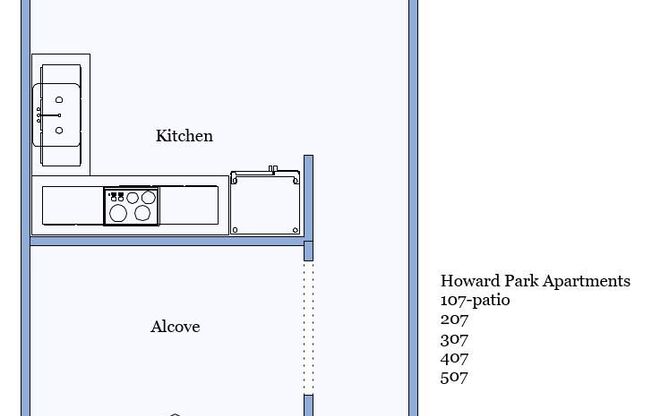 1 bed, 1 bath, 503 sqft, $1,695, Unit #307