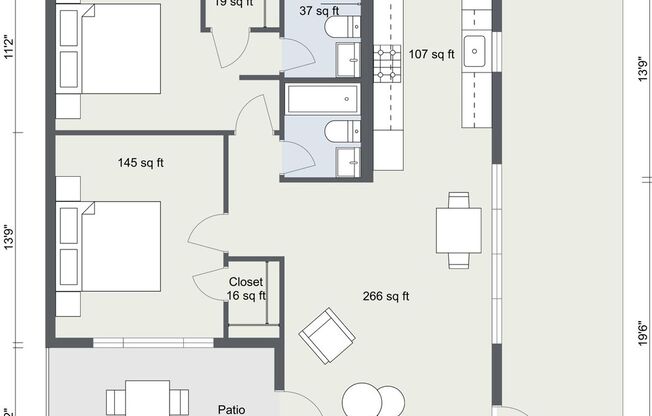 2 beds, 2 baths, 825 sqft, $4,595, Unit 6226