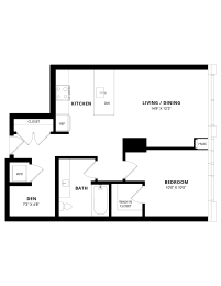 1 bed, 1 bath, 734 sqft, $2,917