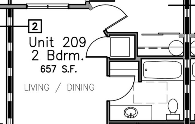 2 beds, 1 bath, 645 sqft, $1,880, Unit 209