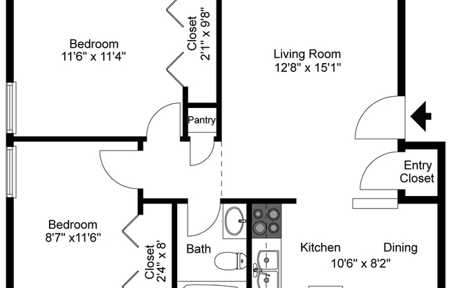 2 beds, 1 bath, $850, Unit 1508-7