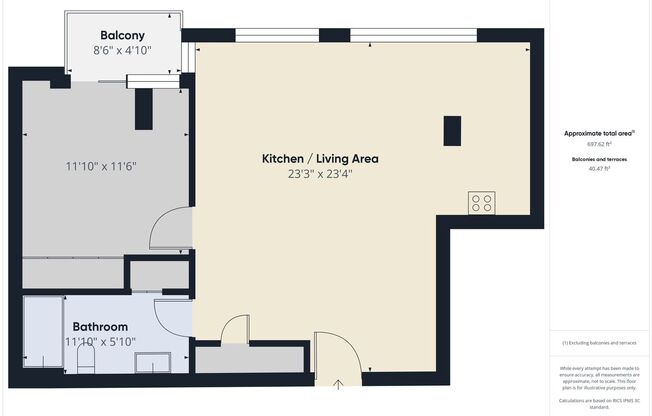 1 bed, 1 bath, 718 sqft, $2,050, Unit 5B