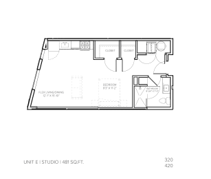 Studio, 1 bath, 481 sqft, $1,385