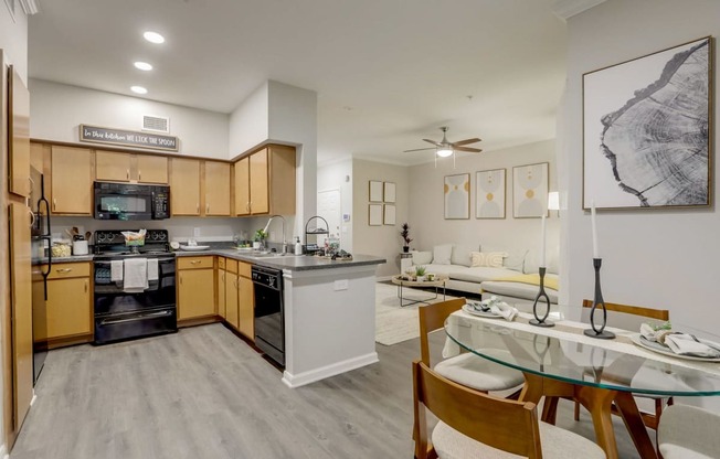 our apartments at the district feature a spacious kitchen and living room  at The Vista on Brodie, Texas, 78745