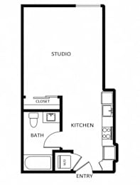 Studio, 1 bath, 512 sqft, $1,890