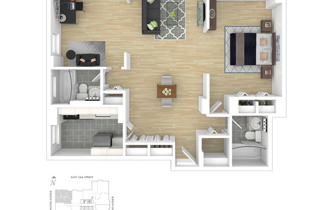 1 bed, 2 baths, 880 sqft, $6,985, Unit W30D