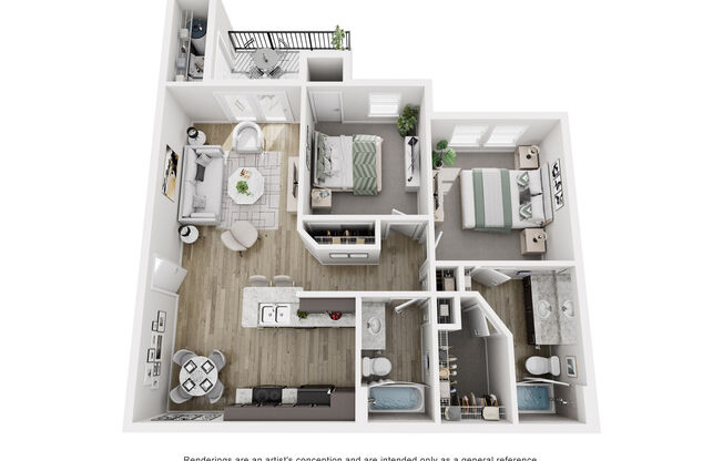 2 beds, 2 baths, 978 sqft, $1,425