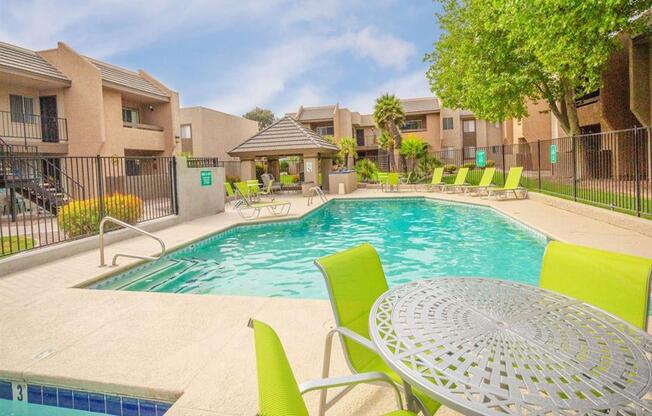 Poolside Relaxing Area at Cimarron Place Apartments, Arizona