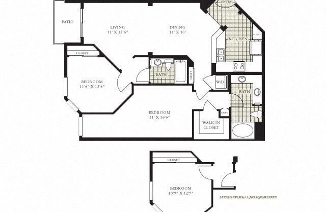 2 beds, 2 baths, 1,209 sqft, $5,373