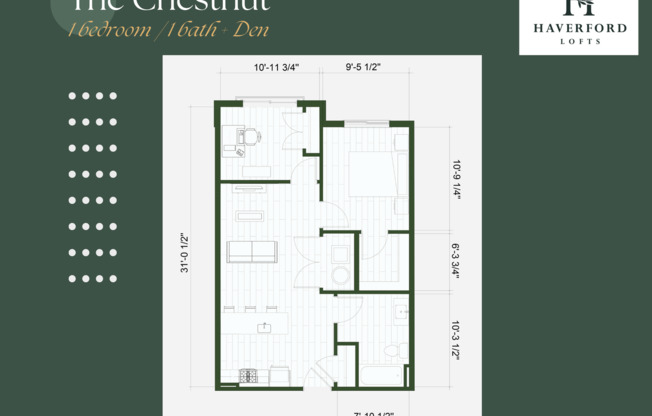 1 bed, 1 bath, 505 sqft, $1,700, Unit 1C