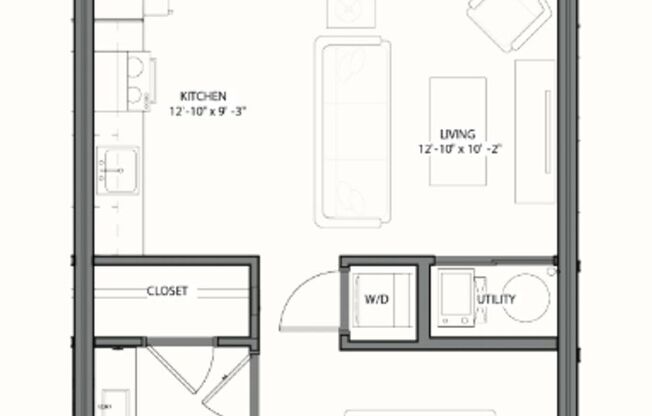 Studio, 1 bath, 594 sqft, $1,375, Unit B110