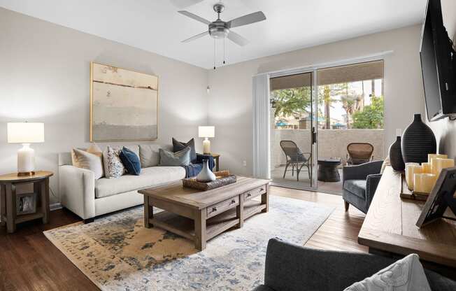 Ceiling fans in living rooms - Arrowhead Landing Apartments