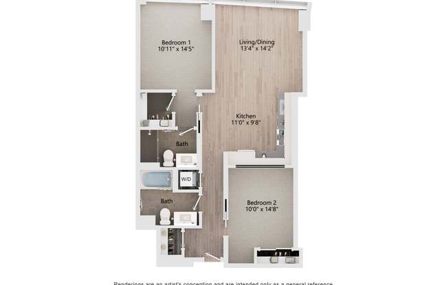 2 beds, 2 baths, 963 sqft, $4,013