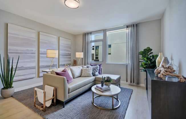 a living room with a couch and a coffee table at L Seven, California