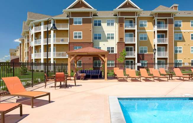 Swimming Pool Sun Deck at Skye at Arbor Lakes Apartments in Maple Grove, MN
