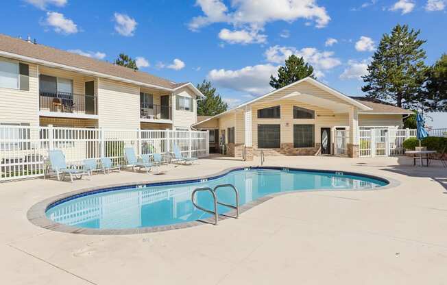 our resort style swimming pool is in front of our apartments at the whispering winds apartments