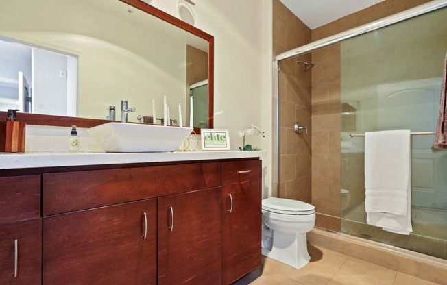 Bathroom With Bathtub at The Adler Apartments, Los Angeles, CA, 90025