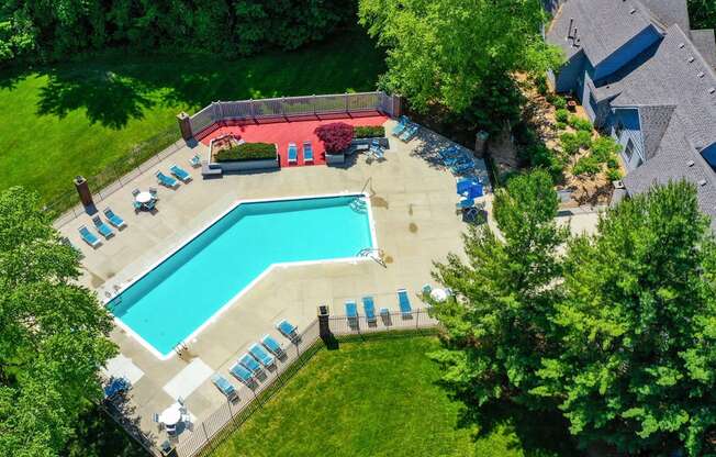 Aerial View Of The Pool at Byron Lakes Apartments, Michigan