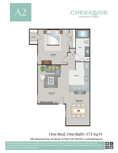 1 bed, 1 bath, 572 sqft, $975