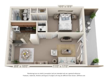 1 bed, 1 bath, 550 sqft, $935