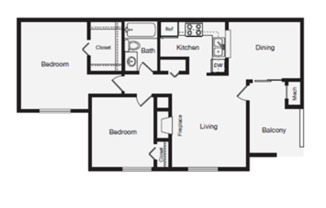 2 beds, 1 bath, 826 sqft, $1,215, Unit 1101