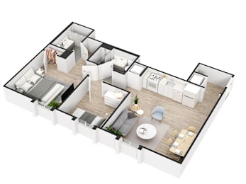 1 bed, 2 baths, 800 sqft, $1,300