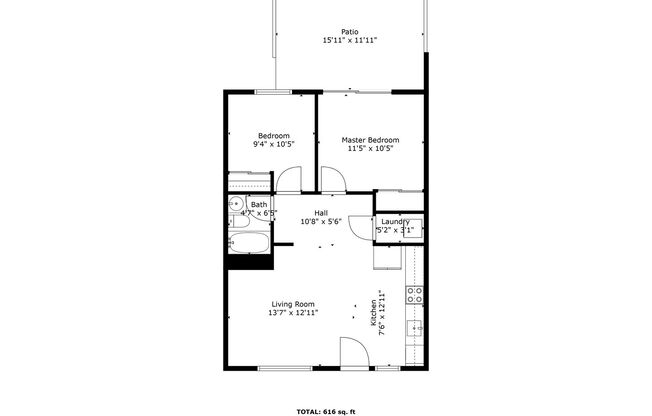 2 beds, 1 bath, 616 sqft, $2,095, Unit 3032-01