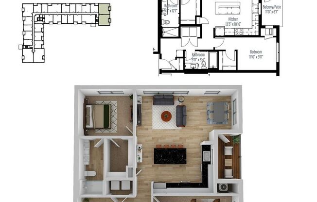 2 beds, 2 baths, 1,182 sqft, $2,649, Unit 425