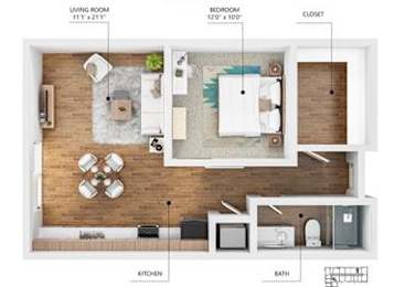 1 bed, 1 bath, 593 sqft, $1,103