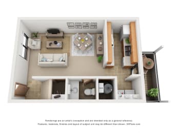 2 beds, 2 baths, 950 sqft, $1,360