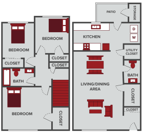 3 beds, 1.5 baths, 1,280 sqft, $1,560