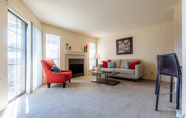 Couch in living room at Coventry Oaks Apartments, Overland Park, KS