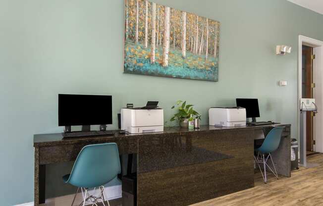 Quiet and efficient business center perfect for remote work at Angel Landing apartments in Pensacola, FL