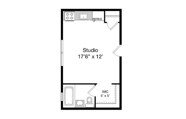 Studio, 1 bath, 275 sqft, $1,100, Unit 103