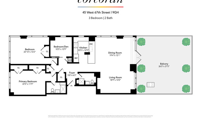 3 beds, 2 baths, 1,550 sqft, $15,000, Unit 9H
