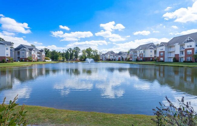 stocked fishing lake at the heart of Harbour Breeze Apartment complex