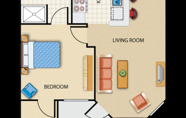 1 bed, 1 bath, 619 sqft, $1,540