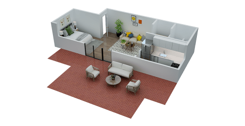 Studio, 1 bath, 483 sqft, $1,065