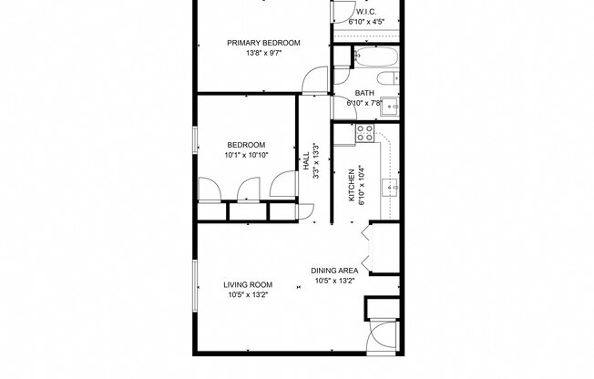 2 beds, 1 bath, 975 sqft, $954