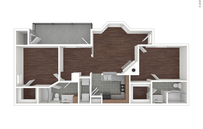 2 beds, 2 baths, 991 sqft, $1,365