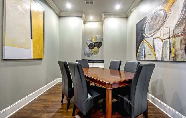 meeting room with table and chairs and co-working space
