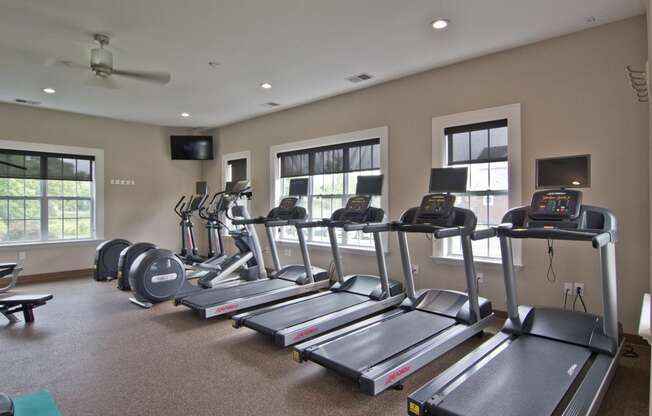 Treadmills inside fitness gym