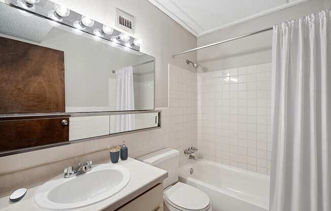 Model Classic Unit Bathroom with Shower/Tub & Wood-Style Flooring at Elevate on Parkway, Burnsville, 55337