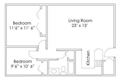 2 beds, 1 bath, 860 sqft, $1,345