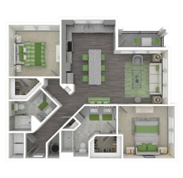 2 beds, 2 baths, 1,187 sqft, $1,785