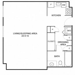 Studio, 1 bath, 575 sqft, $1,776