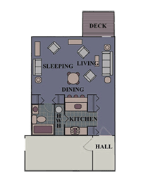 Studio, 1 bath, 480 sqft, $1,400
