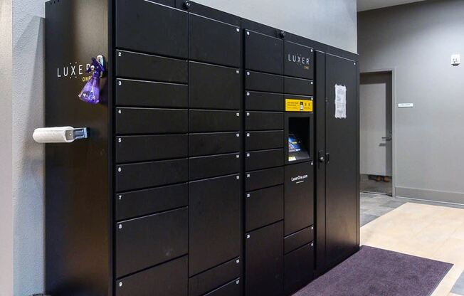 Your packages are safely delivered to the package lockers in the lobby at Midtown Crossing Apartments Omaha.