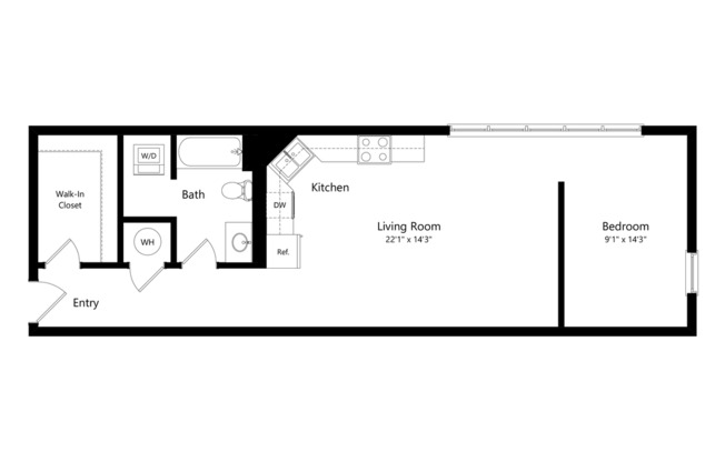 Studio, 1 bath, 680 sqft, $1,250, Unit 240